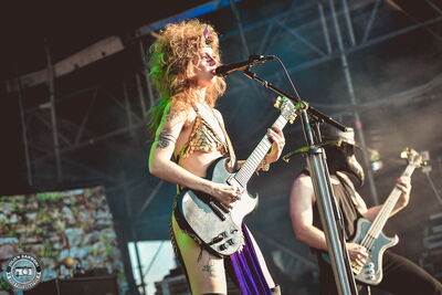 Riley Pinkerton performing on stage with Castle Rat at Wacken Open Air 2026