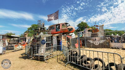 The Wasteland Warriors camp at Wacken Open Air 2026, with its post-apocalyptic theme.