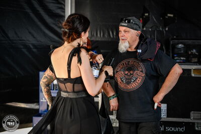 Skyline drummer Andreas "Gösy" Schlüter with guest vocalist Jennifer Haben at Wacken Open Air 2026.
