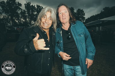 Portrait de Mikkey Dee (Motörhead, Scorpions) et Thomas Jensen, producteur du festival, en backstage au Wacken Open Air en 2016.