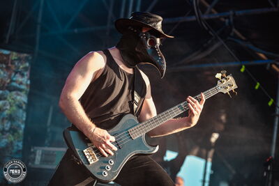 Charley Ruddell, bassist of Castle Rat, performing at Wacken Open Air 2026