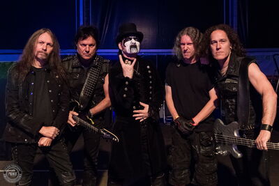 Portrait de King Diamond en backstage au Hellfest en 2019.