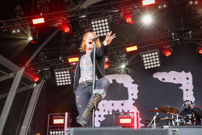 David Gunn, chanteur de King 810, en concert au Hellfest 2026 à Clisson.