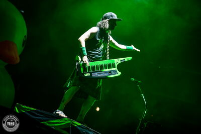 Christopher Bowes, vocalist of Alestorm, performing at Wacken Open Air 2026