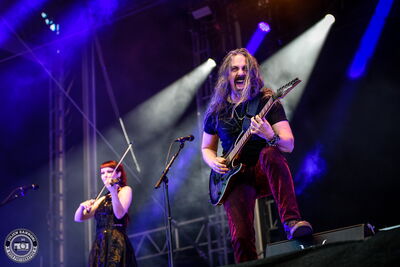 Bear McCreary performing live on the Headbangers Stage at Wacken Open Air 2026.
