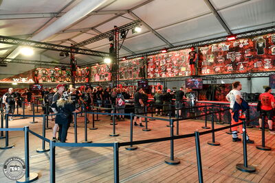 Official Wacken Open Air 2026 merchandise on display at the festival