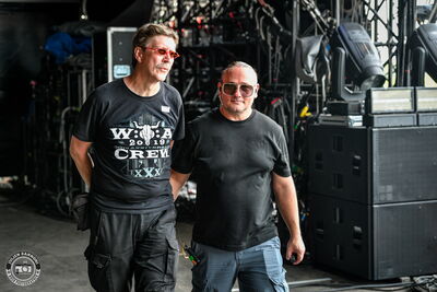 Harry Metal alongside Skyline singer Dan Hougesen backstage at Wacken Open Air 2026.