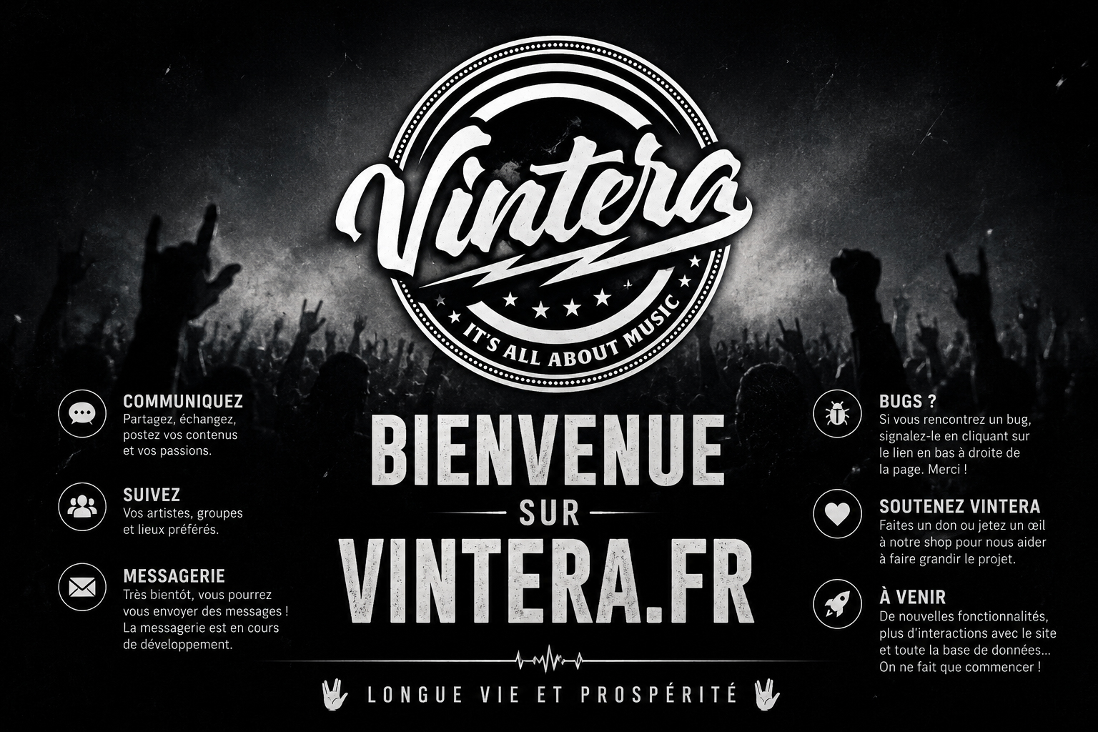 Vintera lance sa plateforme communautaire musicale : profils, publications, badges, abonnements. Rejoignez la communauté et échangez avec des passionnés de musique.